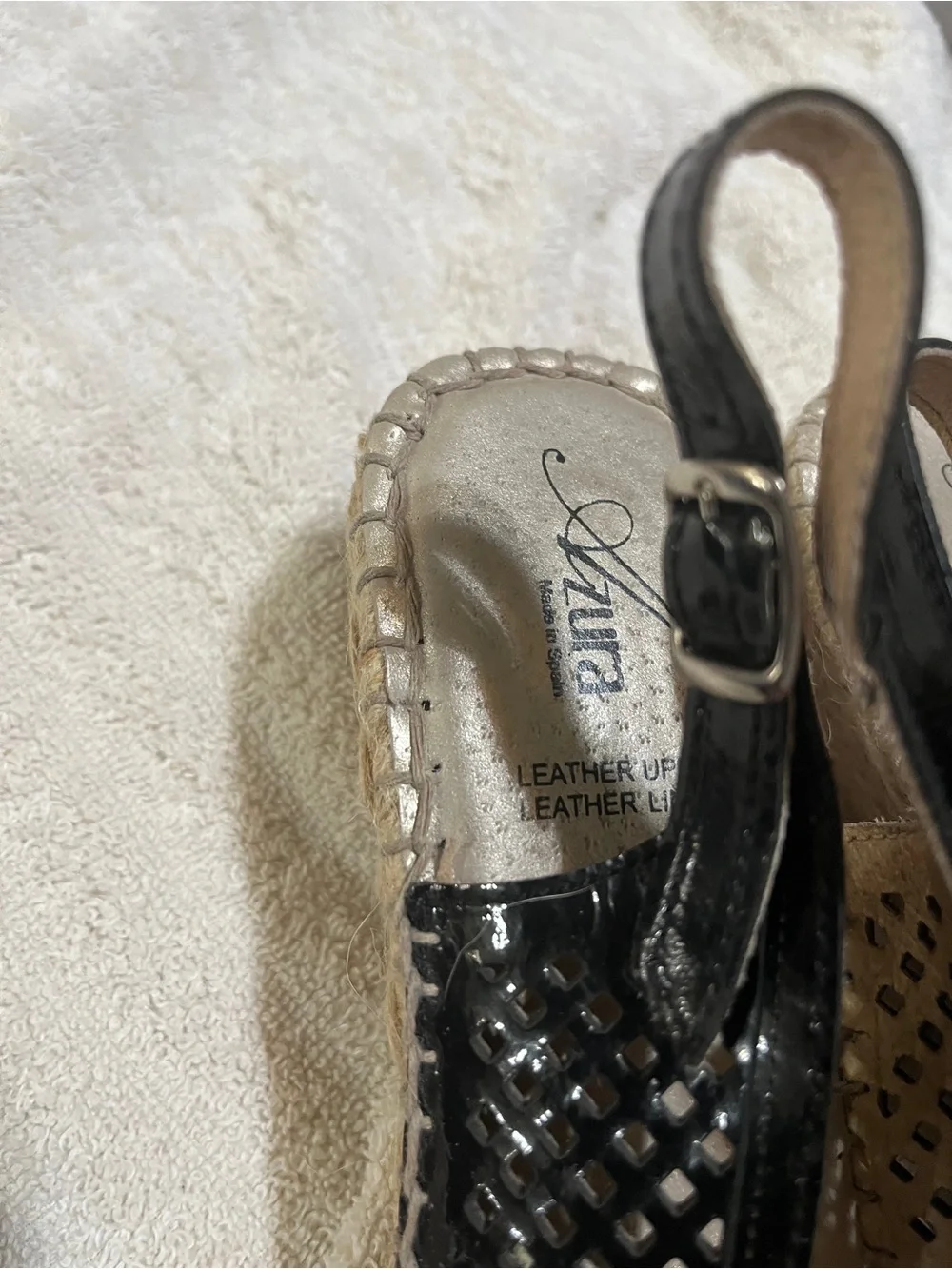 Azure Black Women's Peep-Toe Slingback Espadrille Flats 10.5